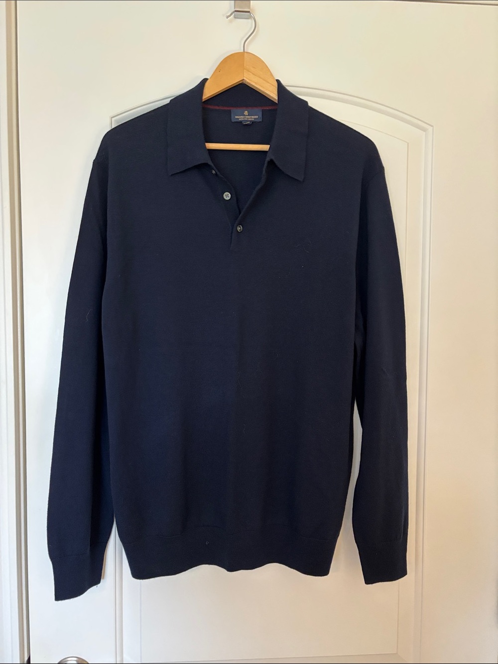 Brooks Brothers Navy 100% Merino Wool Polo Sweater Men’s XL EUC